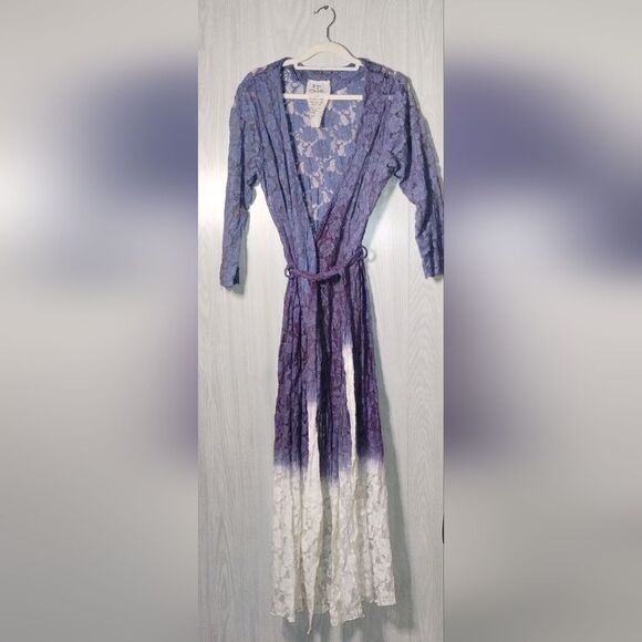 Free People One Purple and White Ombre Lace Duster Wrap Cardigan - Picture 1 of 8